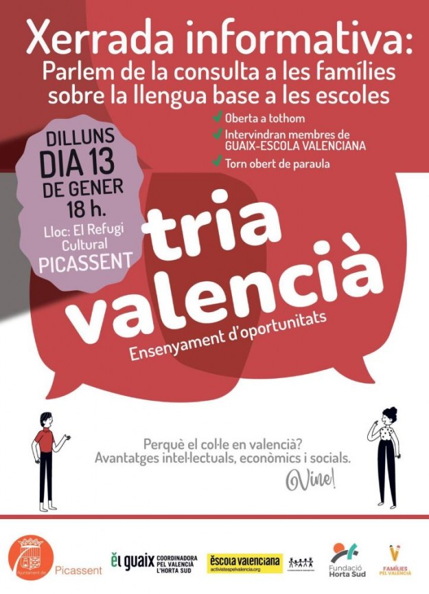 La Comarcal Xerrada informativa tria valencià